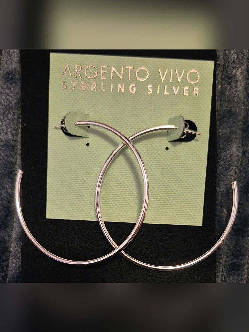 NWT Argento Vivo .925 Sterling Silver Large High-Polish Open Hoop Earrings